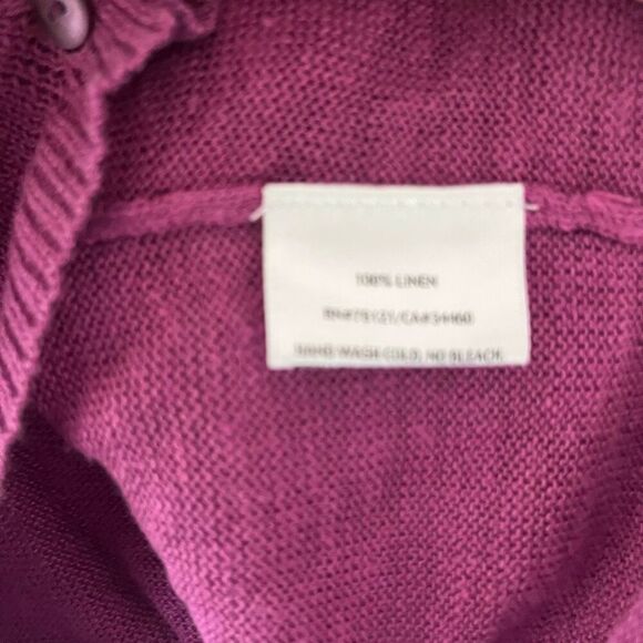 Eileen Fisher purple linen button up sweater XS - Picture 4 of 7